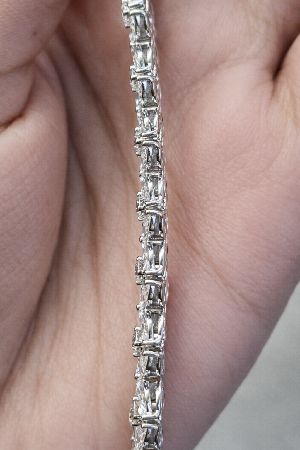 11.90ct Flower White Gold 7" Lab Diamond Bracelet