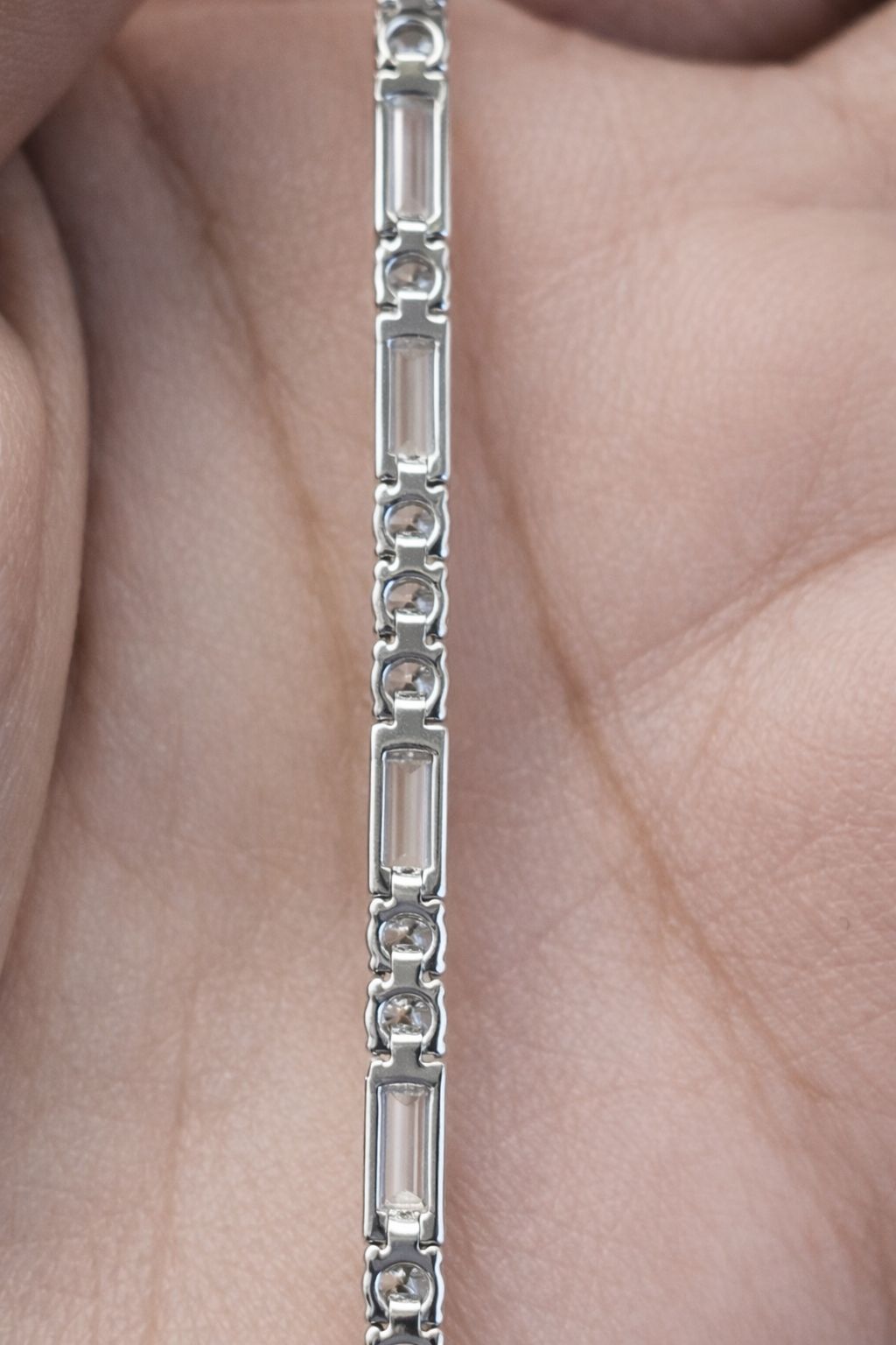 5.12ct Emerald & Round White Gold 7" Lab Tennis Bracelet