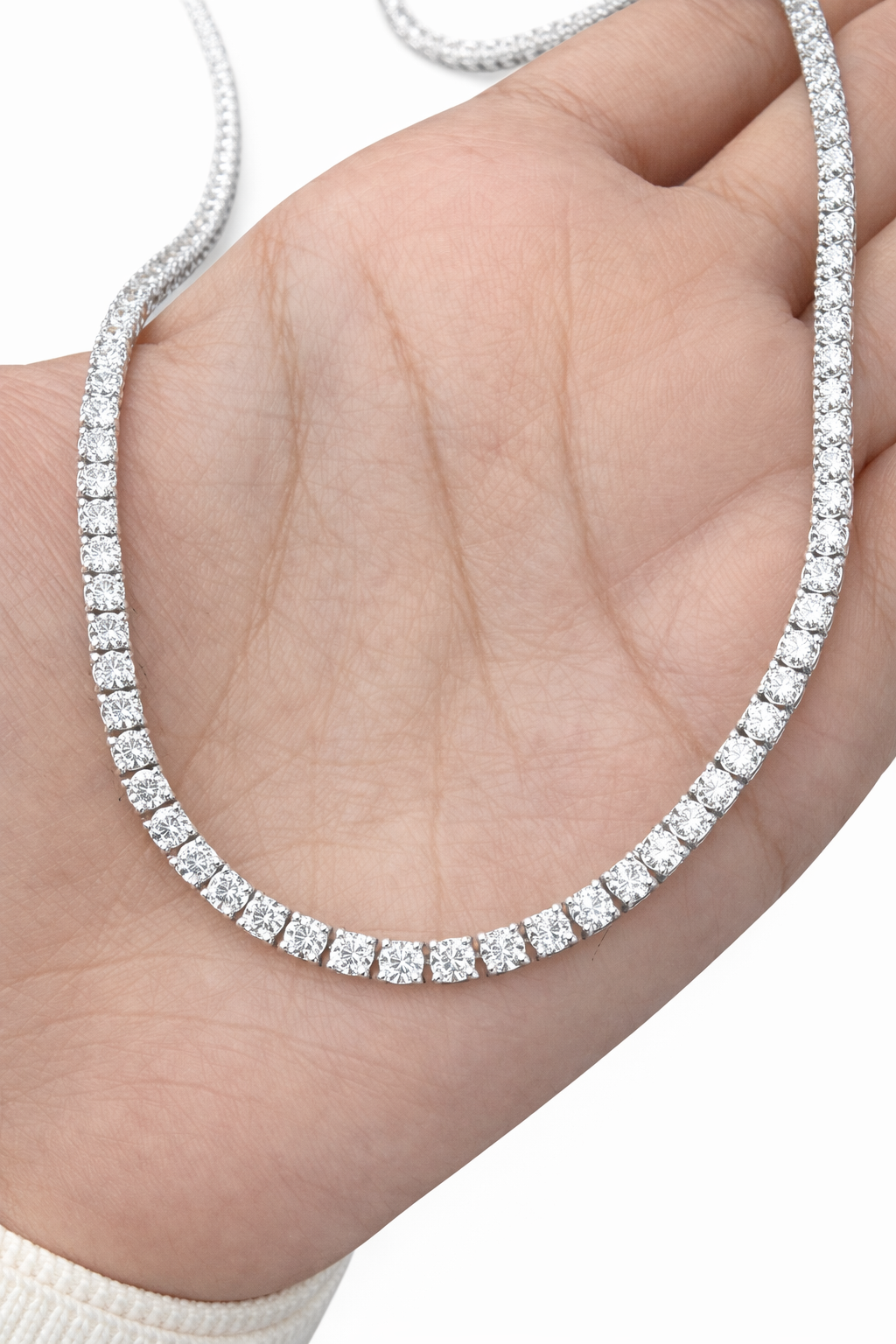 IGI Certified 10.11ct Lab Diamond 17" Tennis Necklace In White Gold