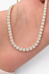 IGI Certified 14.39ct lab Diamond 17" Tennis Necklace in Yellow Gold