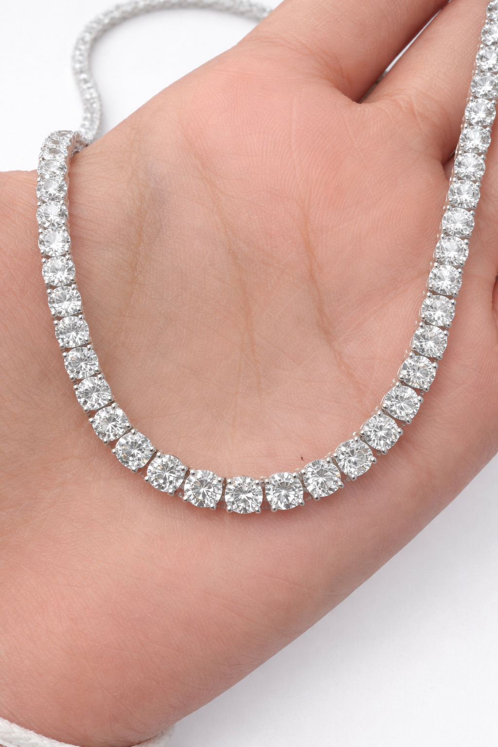 IGI Certified 21.98ct 17" Tennis Necklace in 14K White Gold
