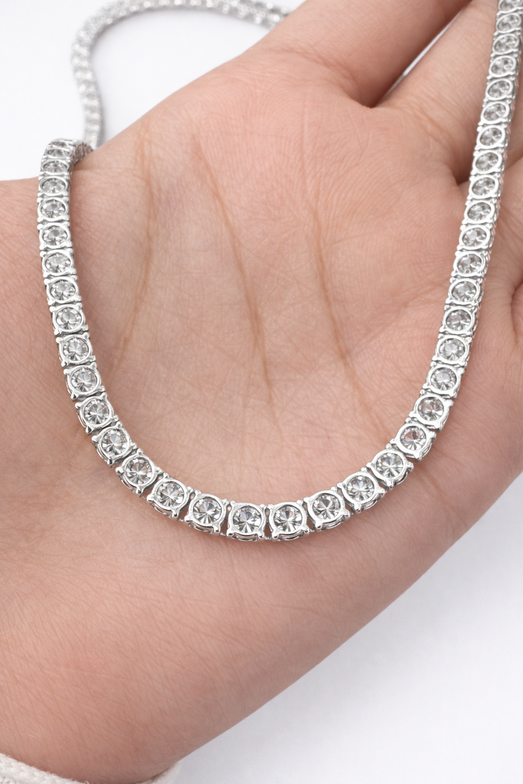 IGI Certified 21.98ct 17" Tennis Necklace in 14K White Gold