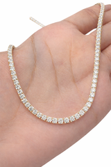 IGI Certified 9.56ct 17" Tennis Necklace 14K Yellow Gold
