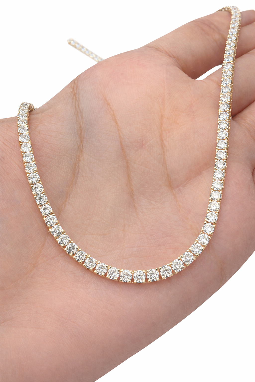 IGI Certified 9.56ct 17" Tennis Necklace 14K Yellow Gold