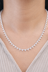 Floral Tennis Bracelet & Necklace 14k White Gold Round Lab Diamonds