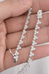 Floral Tennis Bracelet & Necklace 14k White Gold Round Lab Diamonds