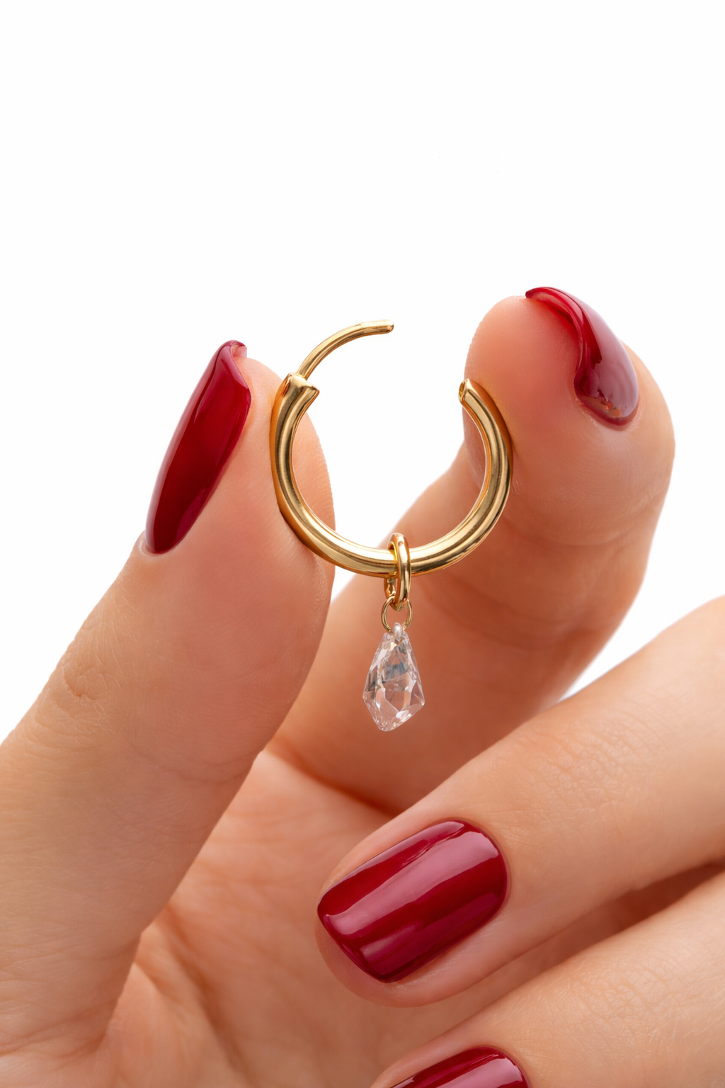 1ct Pear Diamond Small Hoop Earrings