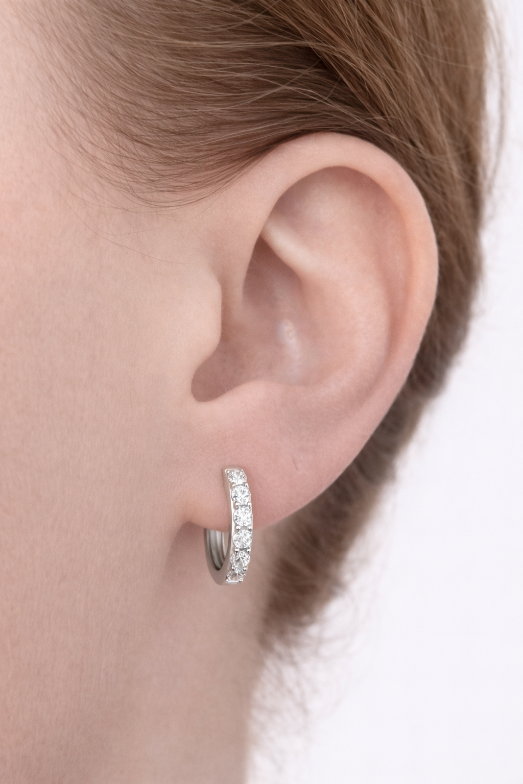12.8mm White Gold 0.47cts Lab Diamond Hoops