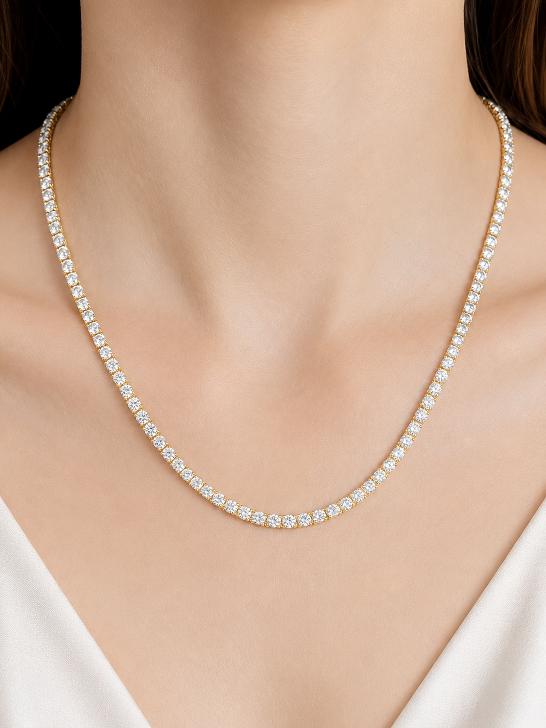 15.54cttw Yellow Gold Lab Diamond 17" Tennis Necklace