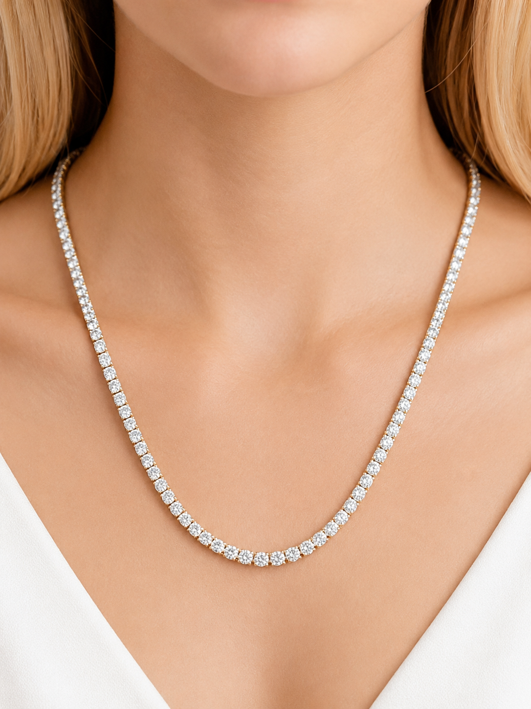 7.84cttw Yellow Gold Lab Diamond 18" Tennis Necklace