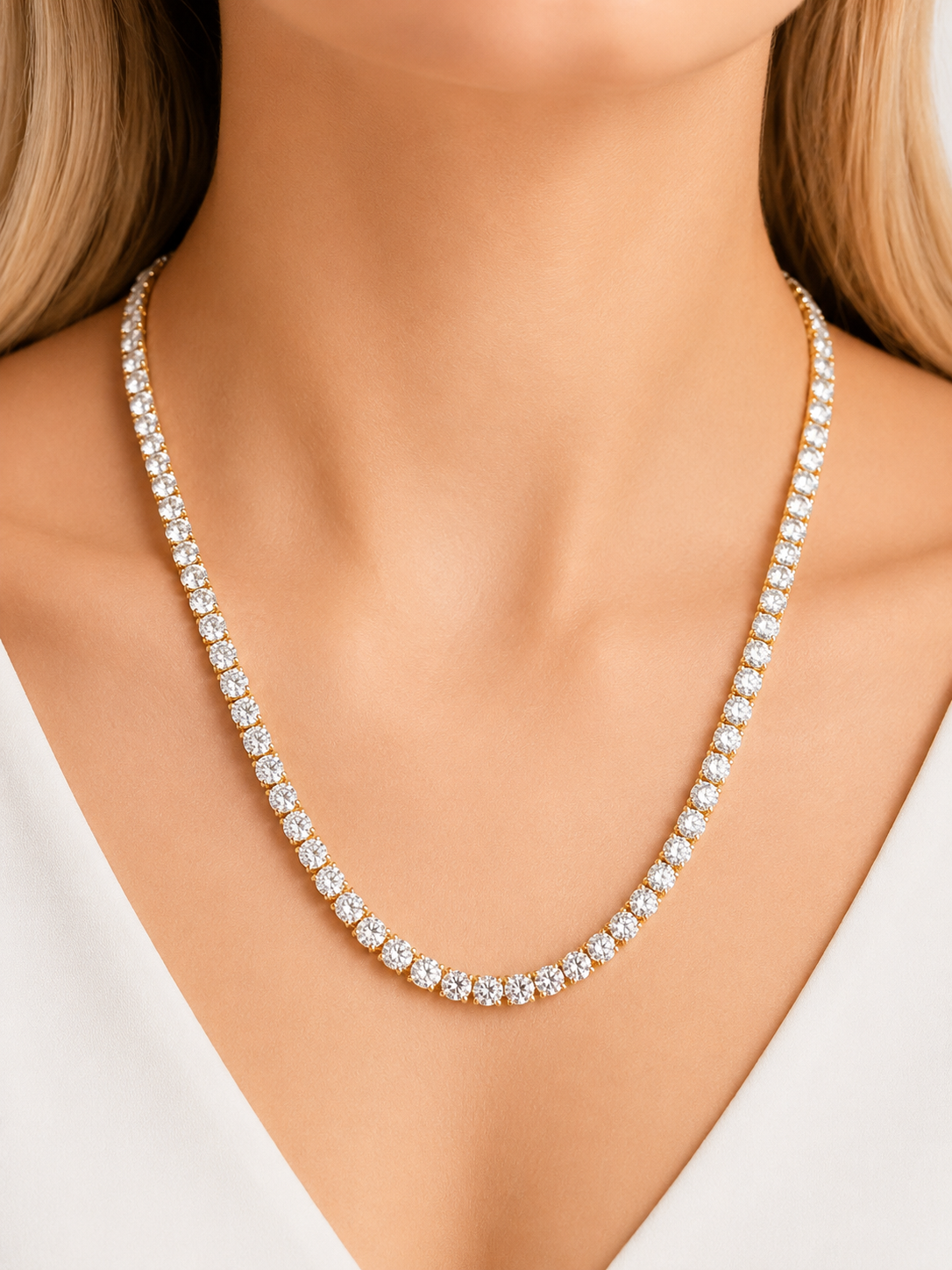 IGI 15.33cttw Yellow Gold Lab Diamond 22" Tennis Necklace