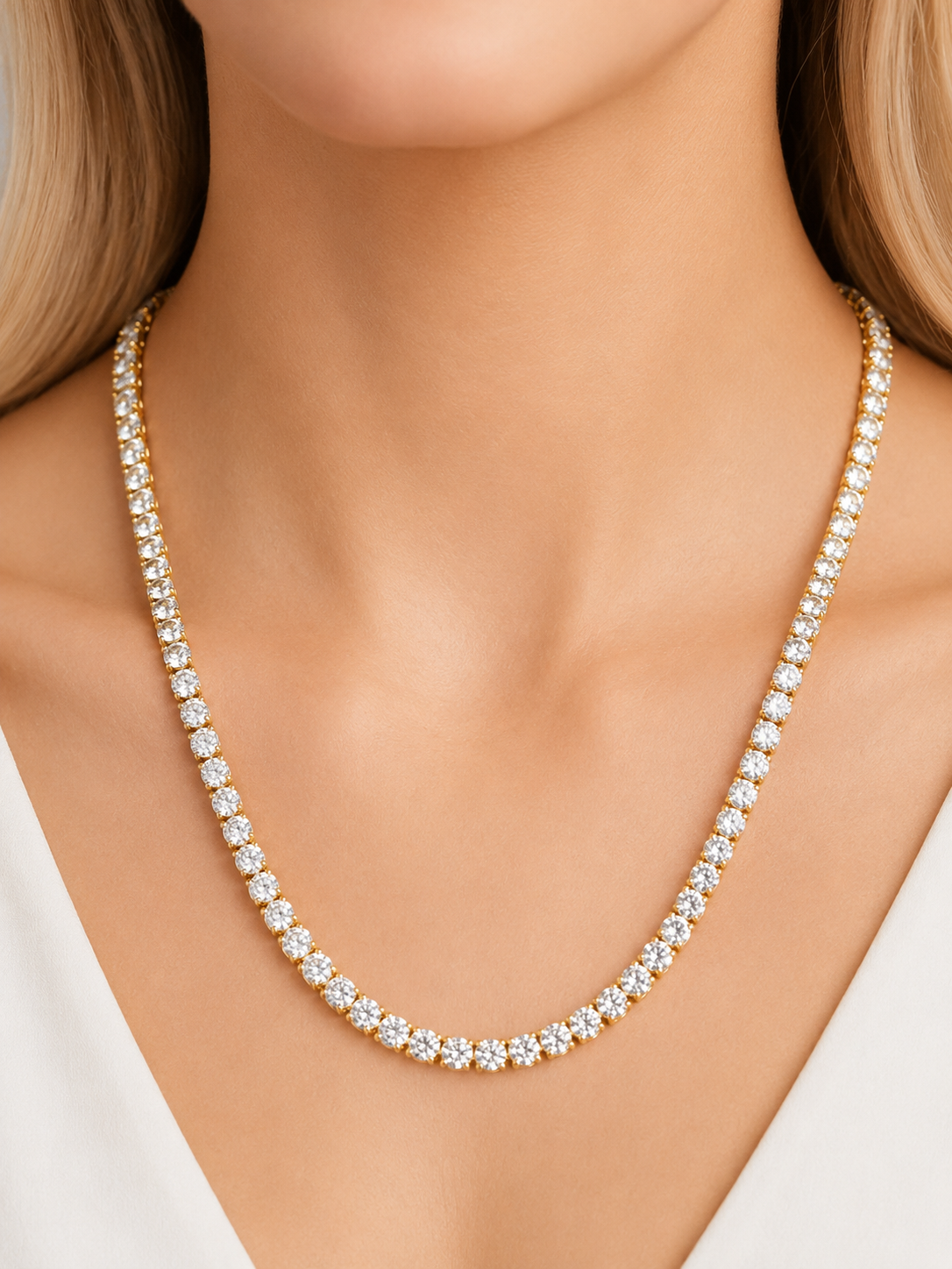 7.22cttw Yellow Gold Lab Diamond 17" Tennis Necklace