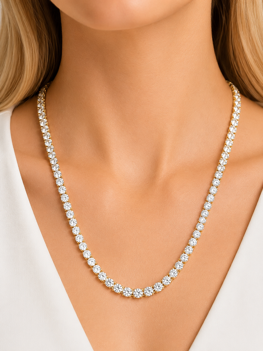 IGI 9.36cttw Yellow Gold Lab Diamond 17" Tennis Necklace