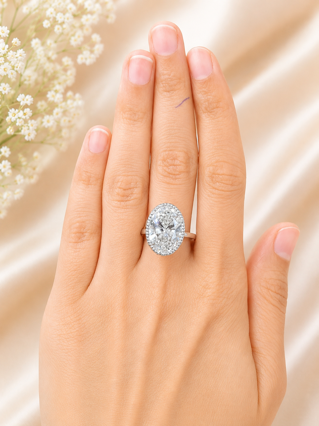 5.83cttw White Gold Oval Lab Diamond Ring