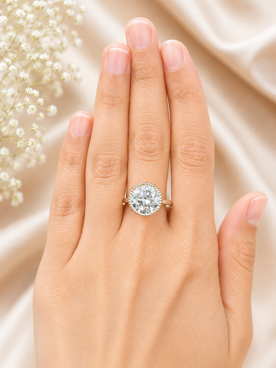 IGI 3.60cttw Yellow Gold Round Lab Diamond Ring