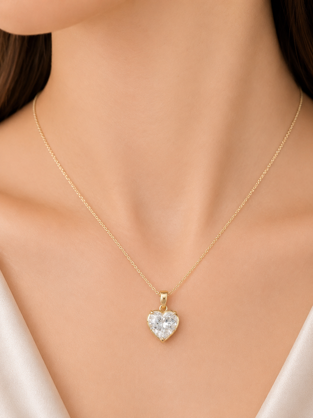 IGI 3.08cttw Yellow Gold Heart Shape Lab Diamond Pendant