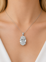 IGI 3.02cttw White Gold Oval Lab Diamond Pendant