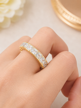 7.34cttw Yellow Gold Asscher Lab Diamond Eternity Band