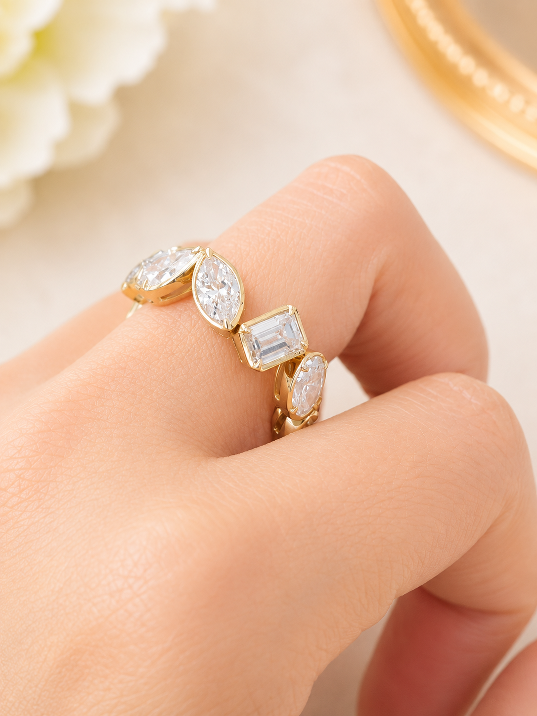 5.73cttw Yellow Gold Mixed Shape Lab Diamond Eternity Band