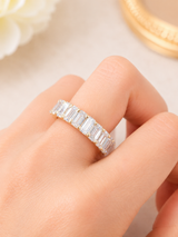 5.45cttw Yellow Gold Half Emerald Half Round Eternity Band
