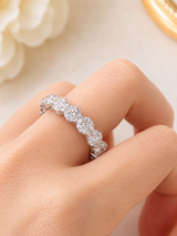 5.58cttw White Gold Half Emerald Half Round Lab Diamond Eternity Band