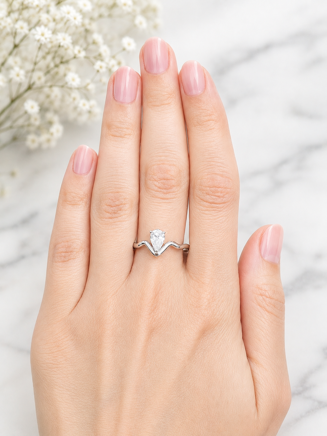 0.57cttw White Gold Pear Lab Diamond Ring