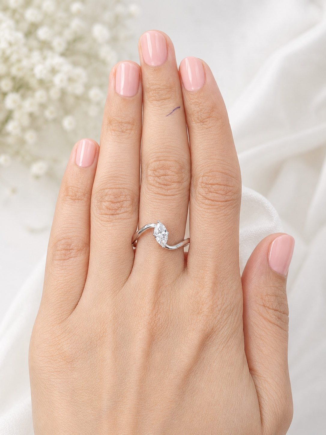 0.45cttw White Gold Marquise Lab Diamond Ring