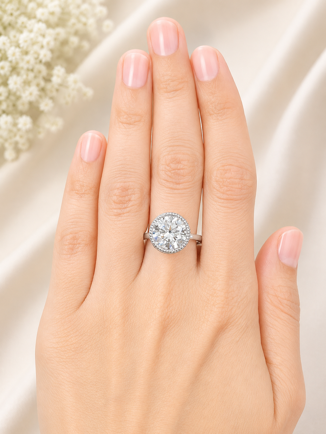IGI 4.04cttw White Gold Round Lab Diamond Ring