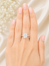 3.64cttw White Gold Radiant Hidden Halo Lab Diamond Ring