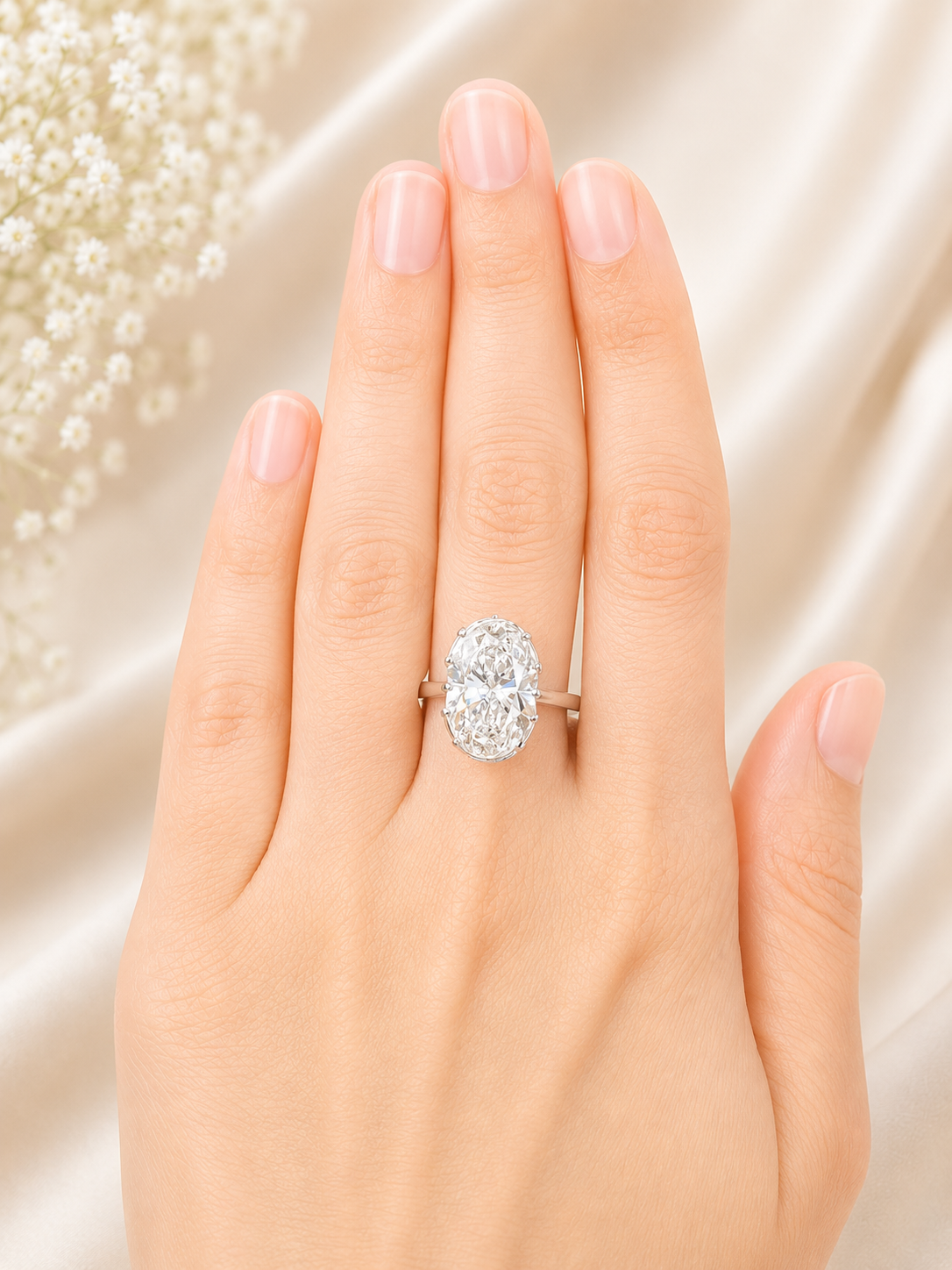 5.27cttw White Gold Oval Lab Diamond Ring