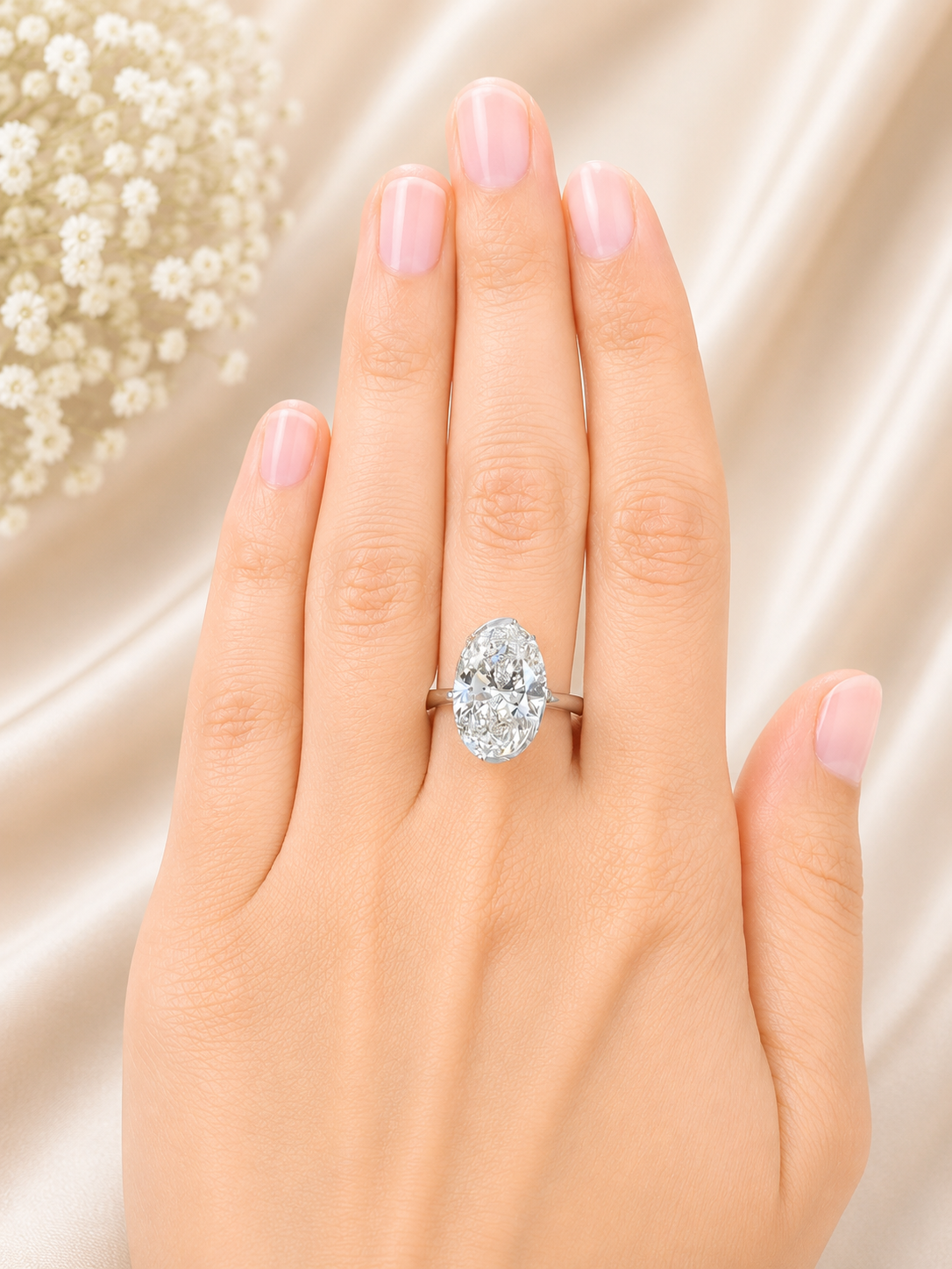 5.18cttw White Gold Oval Lab Diamond Ring