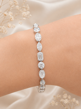 White Gold Multi Shaped Lab Diamond 7" Bracelet