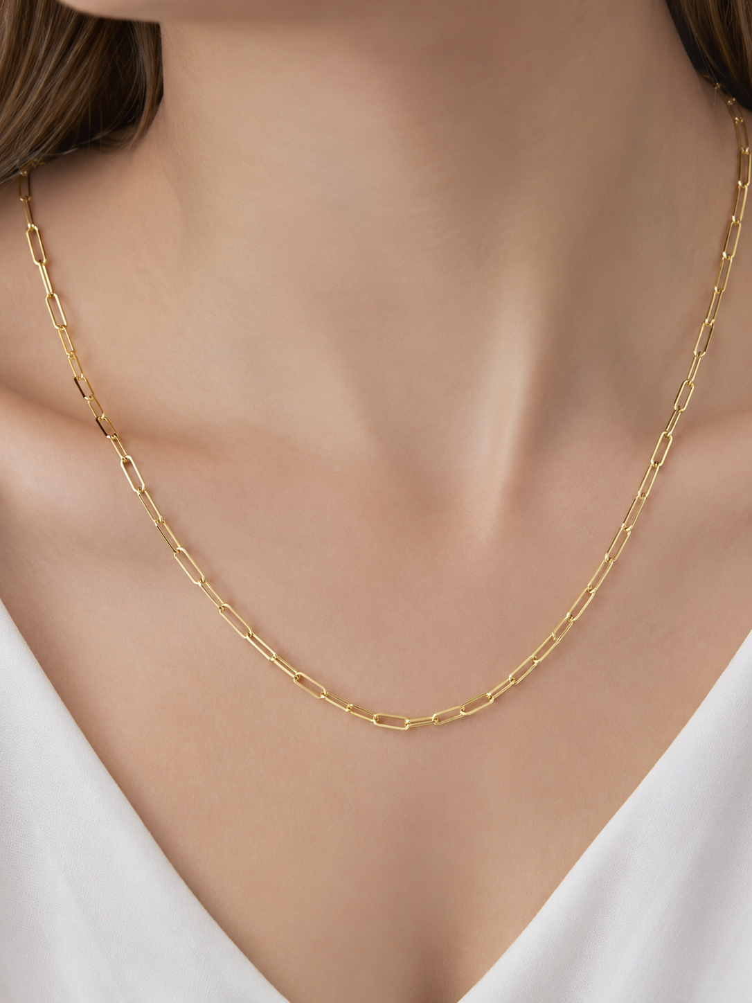 Yellow Gold Paper Clip Chain
