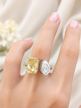 EGL Certified 6.04cttw two tone Yellow Radiant & White Pear lab diamond Ring