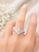 EGL Certified 2.58cttw White Gold Pear & Heart Shape Lab Diamond Ring
