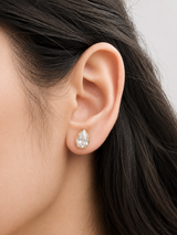 3.04Cttw Bezel Set Yellow Gold Pear Shape Lab Diamond Earring
