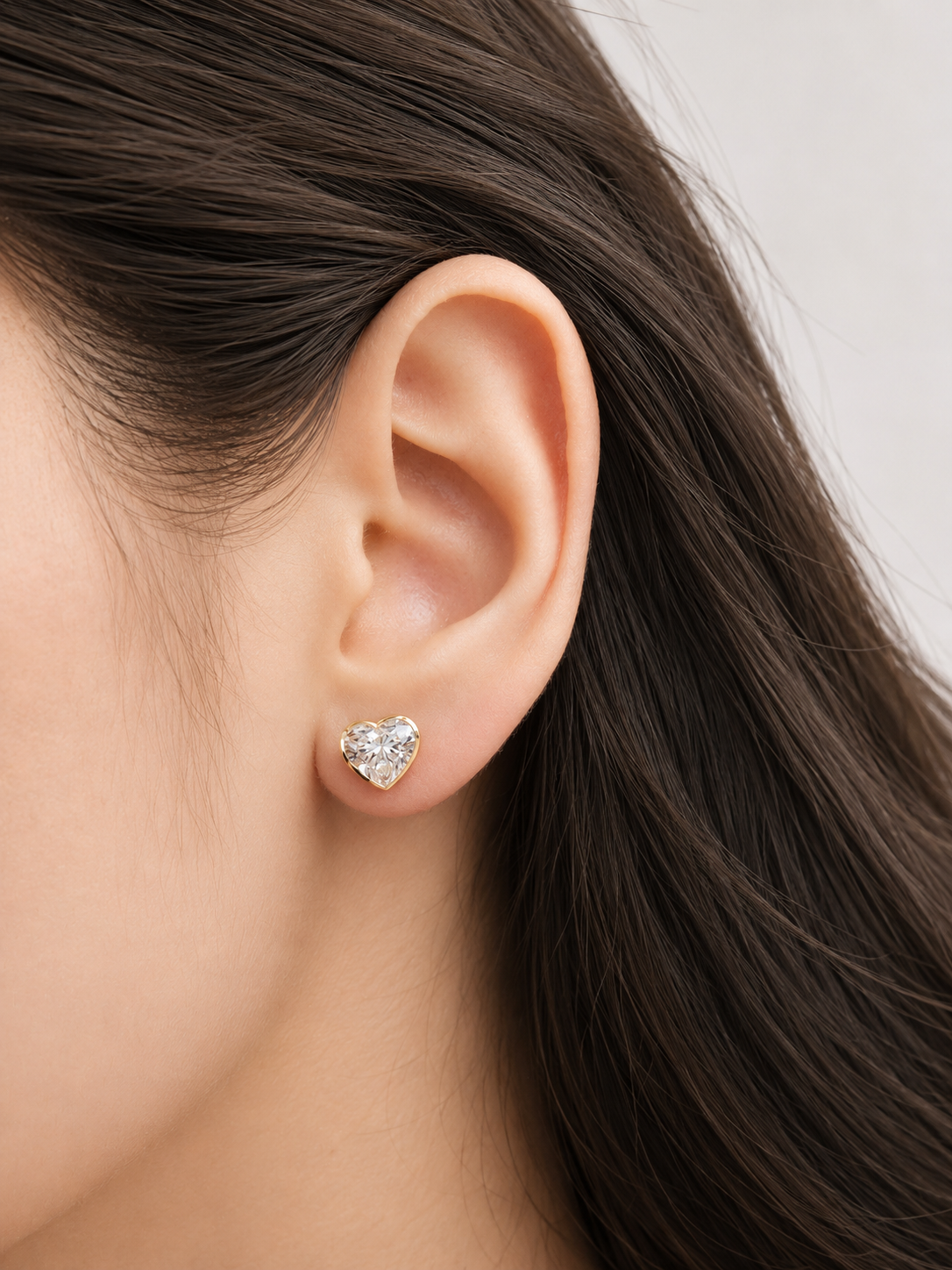 4.18Cttw Bezel Set Yellow Gold Heart Shape Lab Diamond Earring
