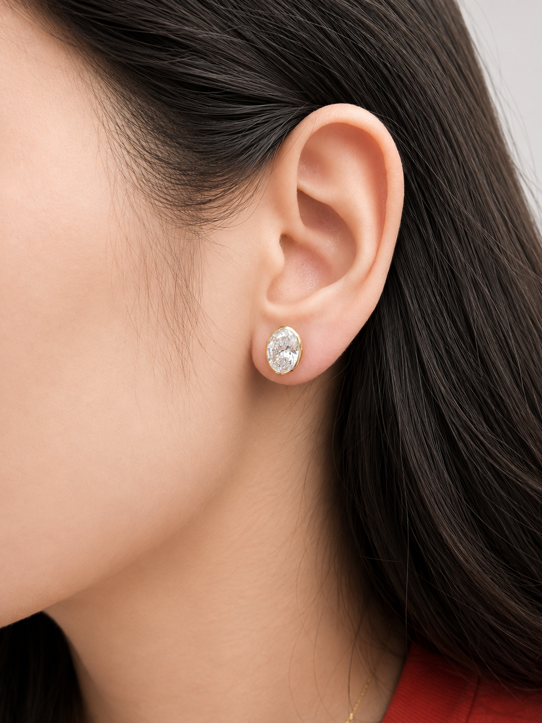 4.04Cttw Bezel Set Yellow Gold Oval Shape Lab Diamond Earring
