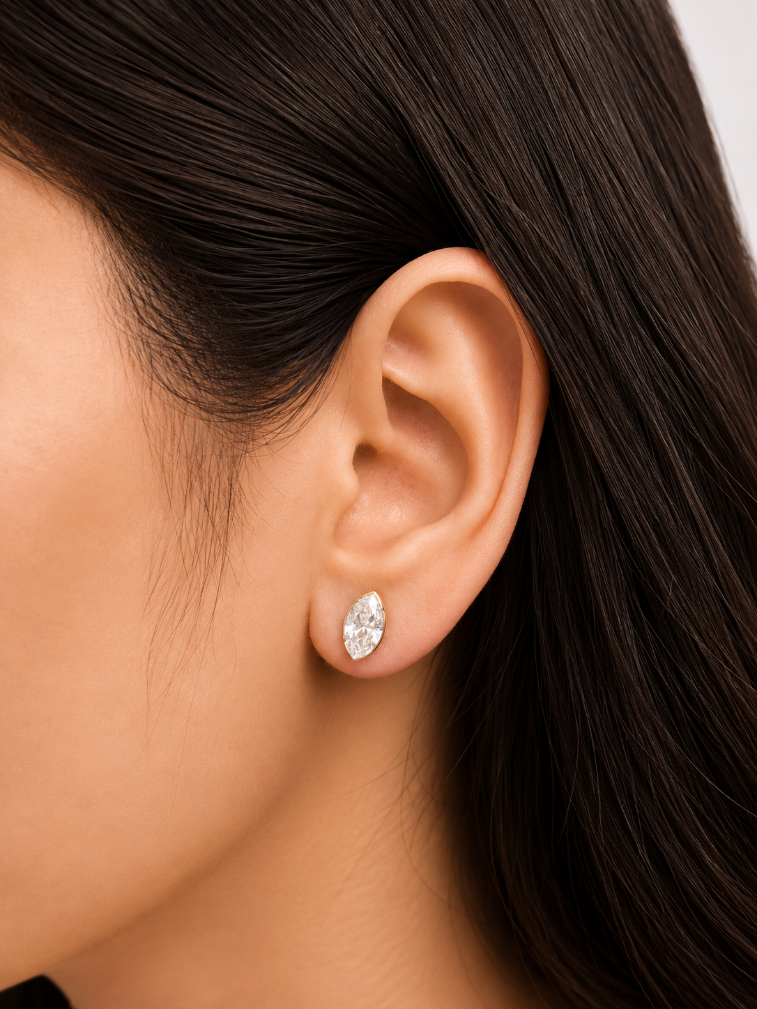 2.04Cttw Bezel Set Yellow Gold Marquise Shape Lab Diamond Earring