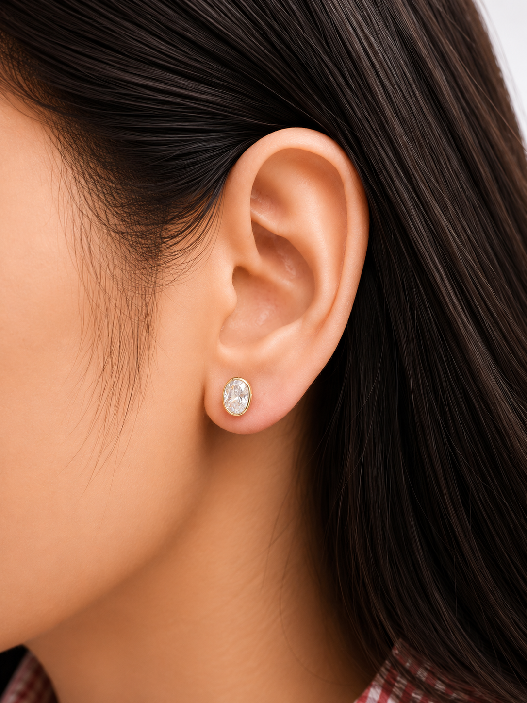 2.06Cttw Bezel Set Yellow Gold Oval Shape Lab Diamond Earring
