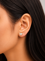 3.2Cttw Yellow Gold Bezel Set Heart Shape Lab Diamond Earring