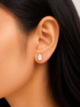 2.04Cttw Bezel Set Yellow Gold Pear Shape Lab Diamond Earring