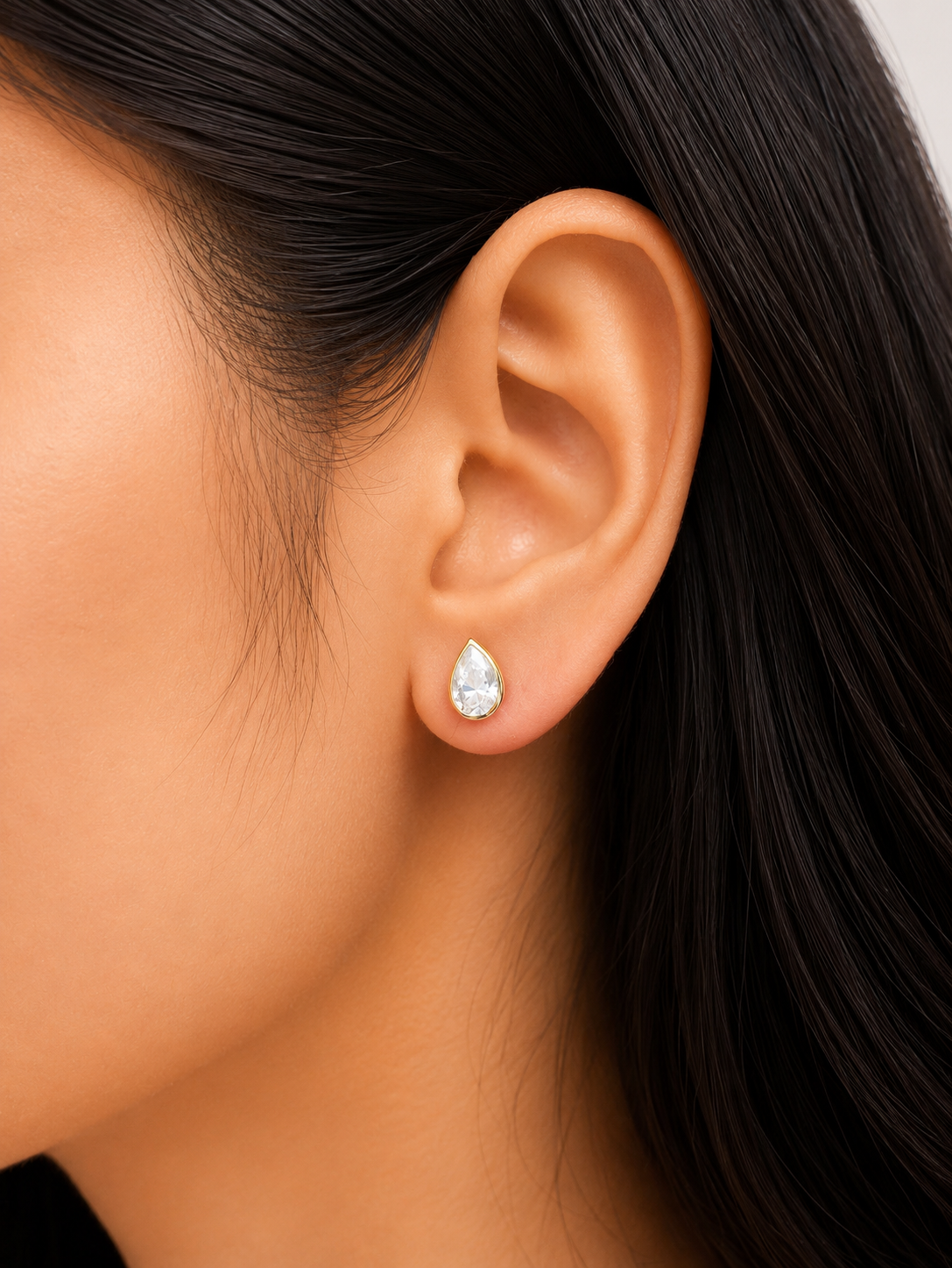 2.04Cttw Bezel Set Yellow Gold Pear Shape Lab Diamond Earring