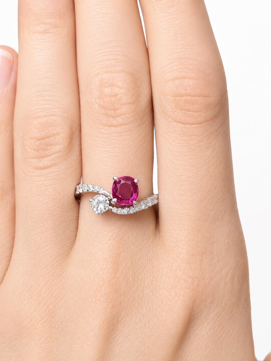 1.13ct Natural Ruby & Diamond Platinum Ring