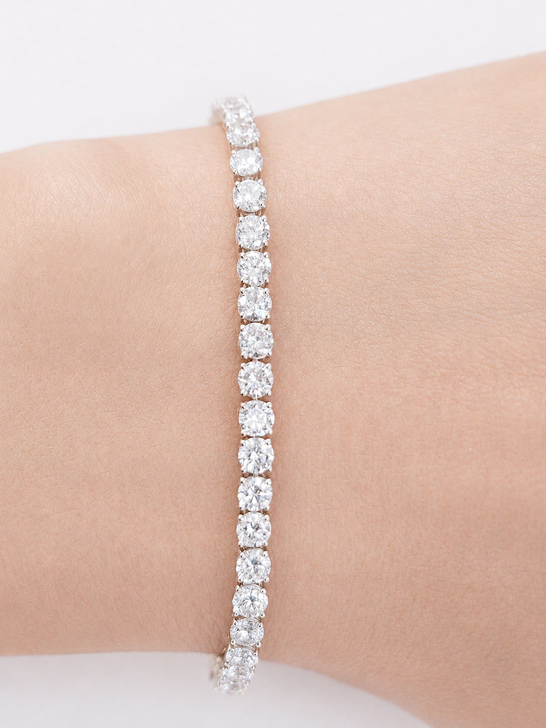 5ct Light Weight Round Lab Diamond 7.25" Tennis Bracelet