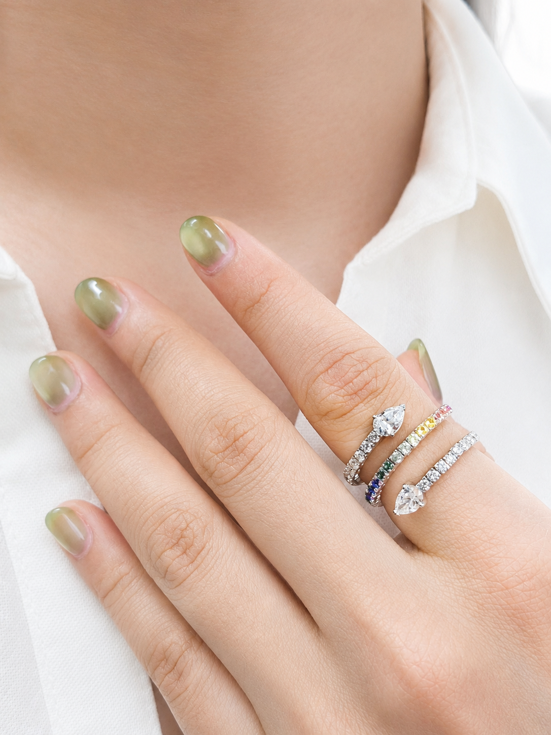 1.59ct White Gold Colored Lab Diamond Ring