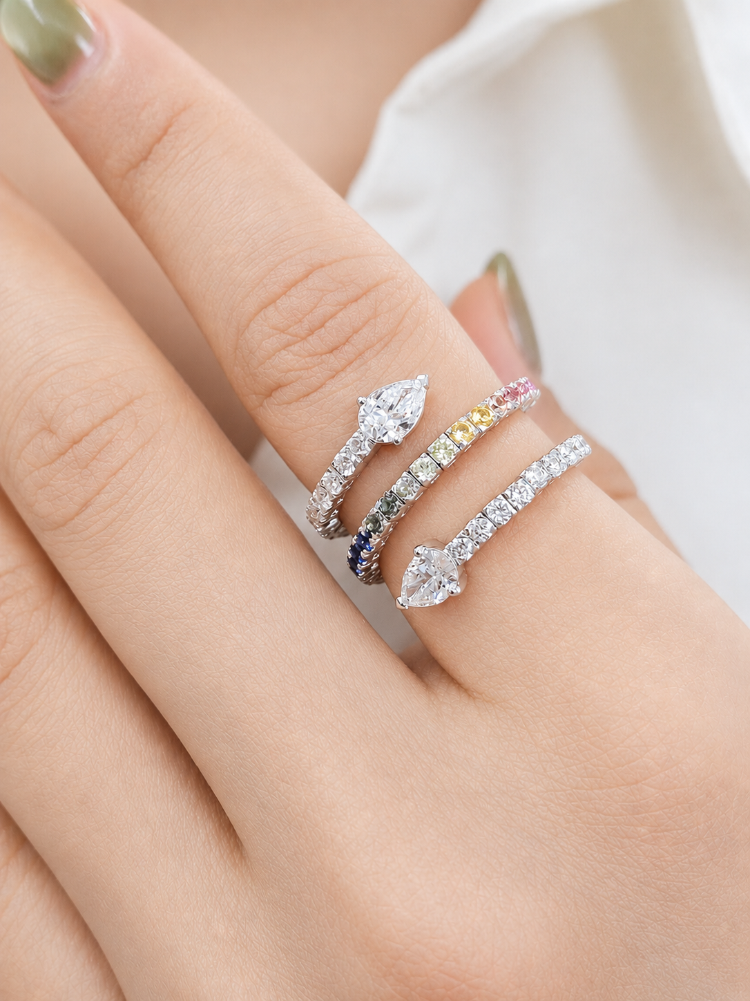 1.59ct White Gold Colored Lab Diamond Ring