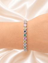 15.82cttw Rose cut Multi-colored Round Lab Diamond 7.5" Bracelet