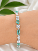 18.18Cttw Multi Shaped Green 7 White Lab Diamond 6.75"