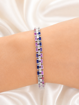 6.55Cttw Colored Bagutte Lab Diamond 7" Bracelet